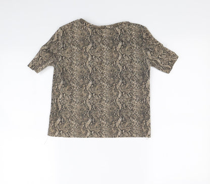 Womens UK Size S Zara Beige Cropped T-Shirt