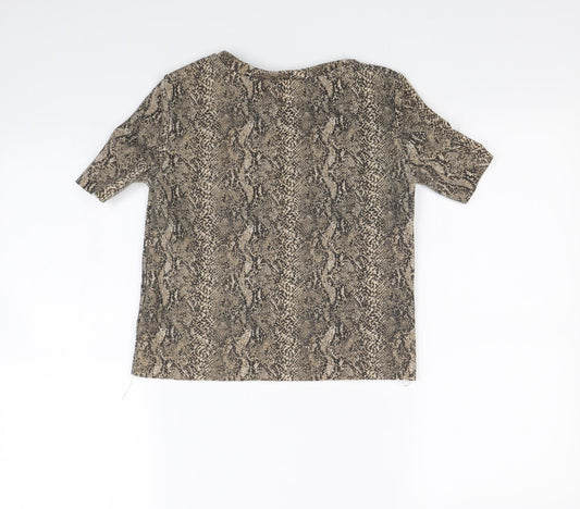 Womens UK Size S Zara Beige Cropped T-Shirt