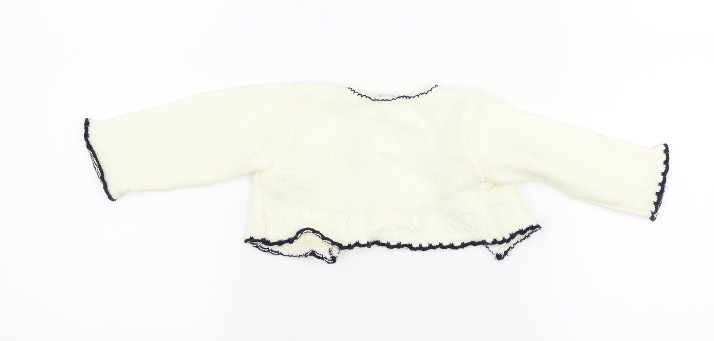 Zip Zap Girls White   Cardigan Jumper Size 6-9 Months