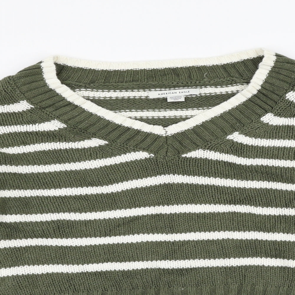 American Eagle Outfitters Womens Green Striped  Pullover Jumper Size XS