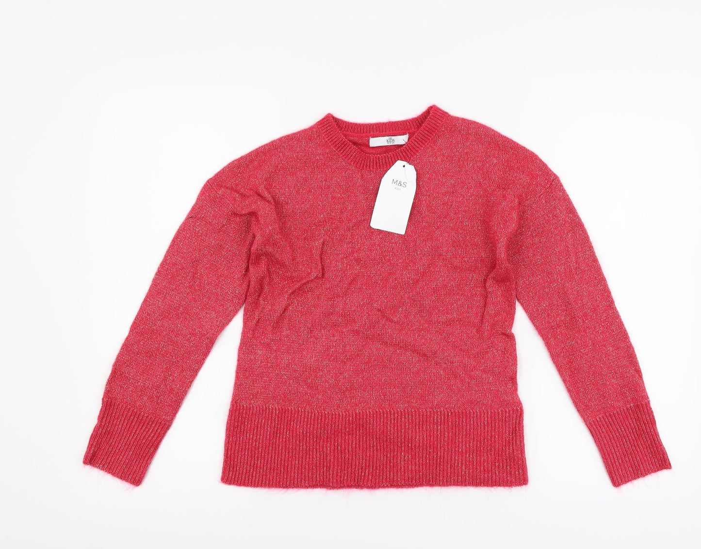 Marks and Spencer Girls Pink   Pullover Jumper Size 12-13 Years