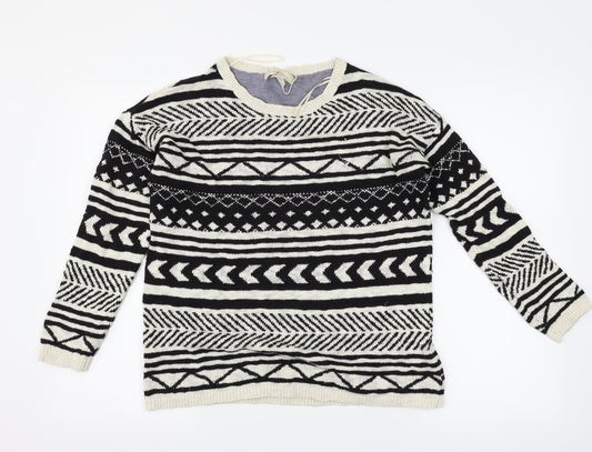 Springfield Womens Black Geometric  Pullover Jumper Size L