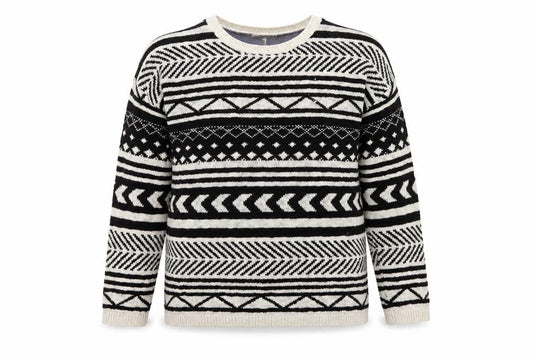 Springfield Womens Black Geometric  Pullover Jumper Size L