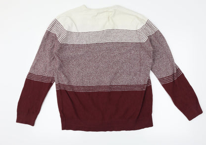 Primark Mens Red Striped  Pullover Jumper Size XL