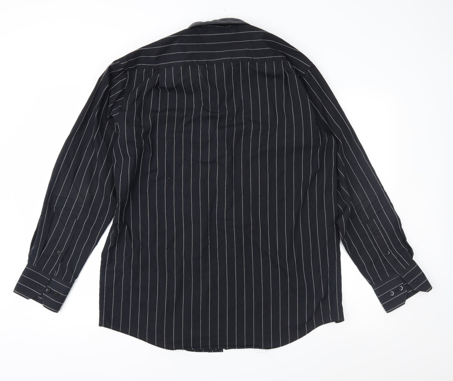 Mens UK Size 15.5 Cedar Wood State Black  Button-Up Long Sleeve Casual Shirt