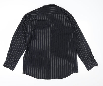 Mens UK Size 15.5 Cedar Wood State Black  Button-Up Long Sleeve Casual Shirt
