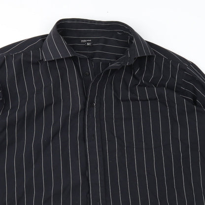 Mens UK Size 15.5 Cedar Wood State Black  Button-Up Long Sleeve Casual Shirt