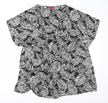 Adore Womens Black Floral Chiffon Basic Blouse Size M