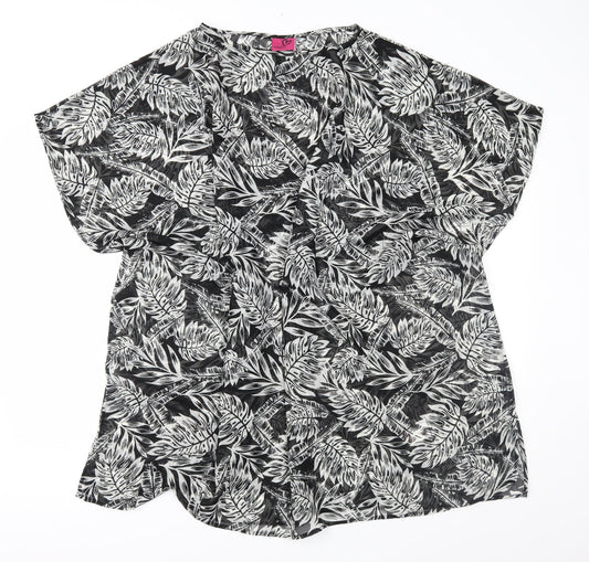 Adore Womens Black Floral Chiffon Basic Blouse Size M