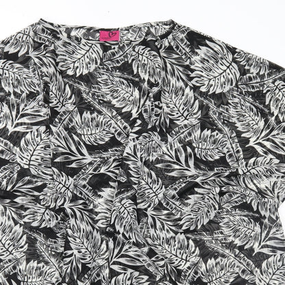 Adore Womens Black Floral Chiffon Basic Blouse Size M