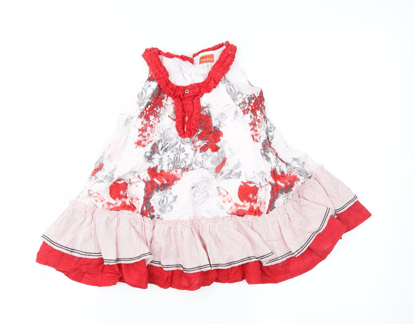 Marese Girls Red Geometric  Fit & Flare  Size 3 Years