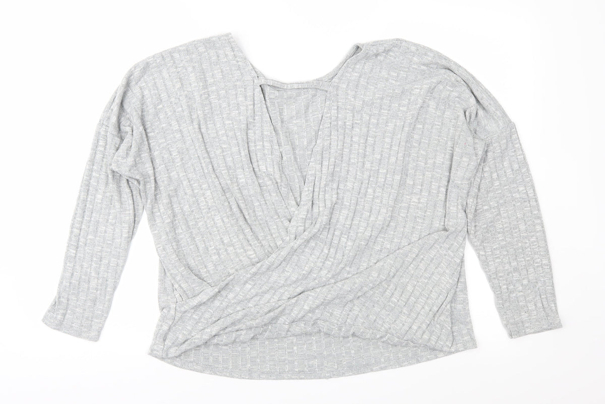Papaya Womens Grey  Knit Pullover Jumper Size L