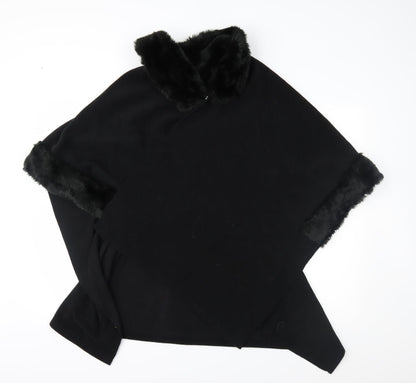 F&F Womens Black  Fleece Overcoat Coat One Size