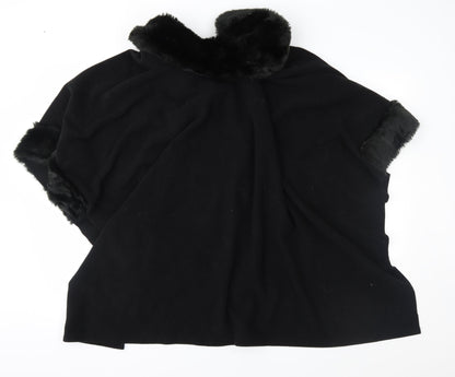 F&F Womens Black  Fleece Overcoat Coat One Size
