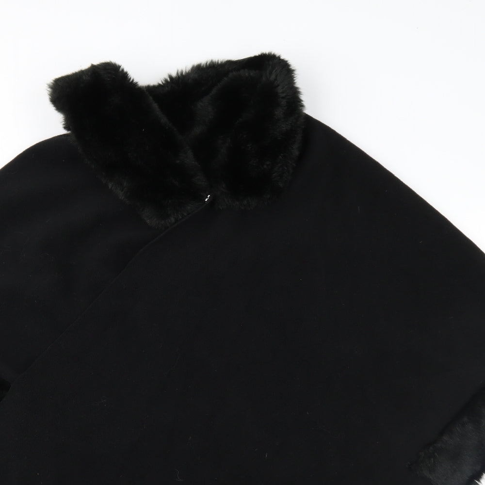 F&F Womens Black  Fleece Overcoat Coat One Size