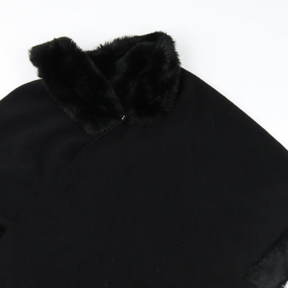 F&F Womens Black  Fleece Overcoat Coat One Size