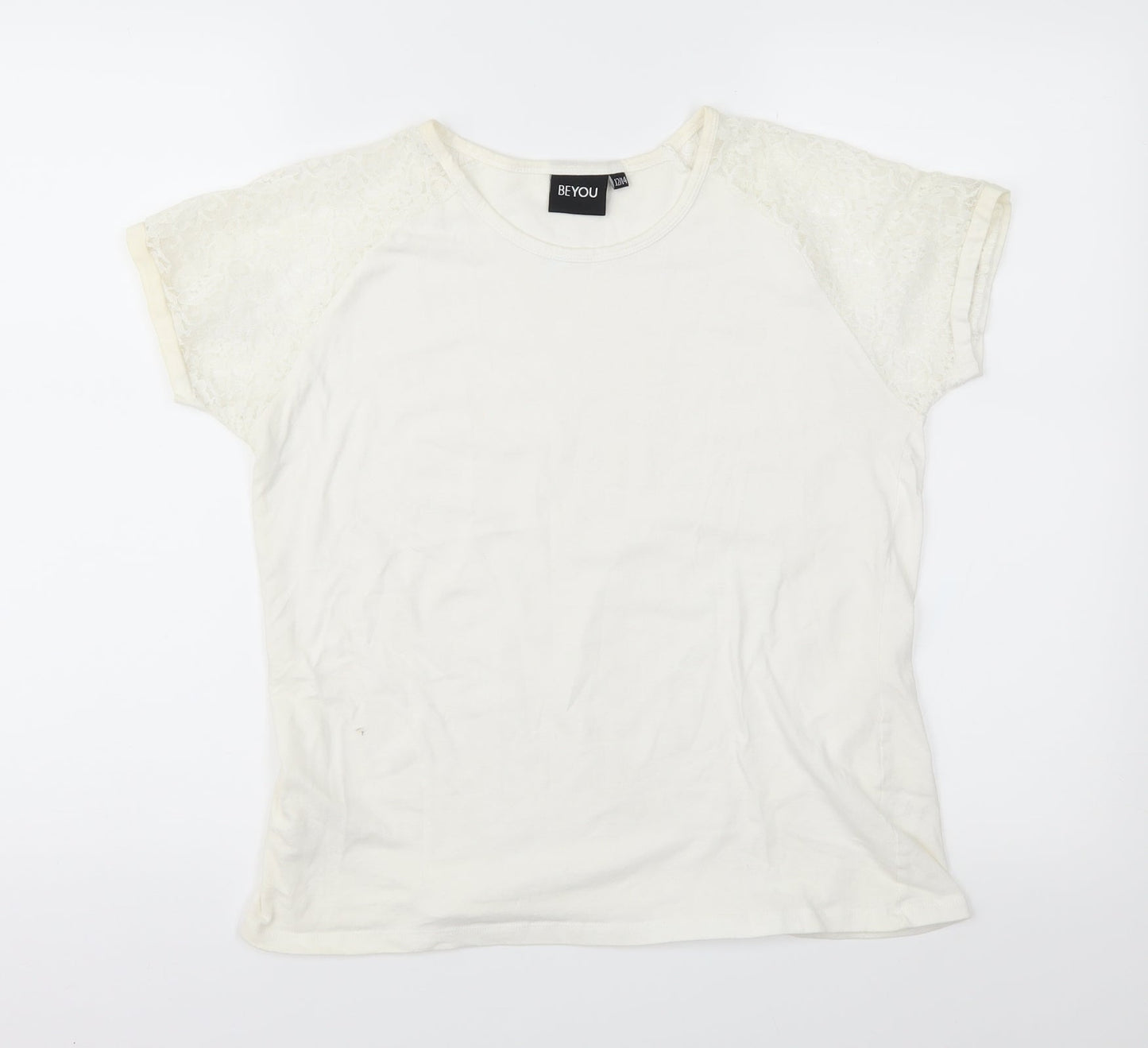 Womens UK Size 12 Be You Ivory Basic T-Shirt