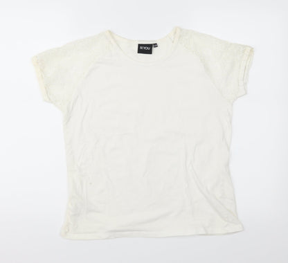 Womens UK Size 12 Be You Ivory Basic T-Shirt