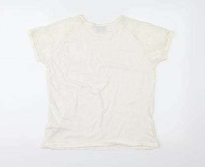 Womens UK Size 12 Be You Ivory Basic T-Shirt
