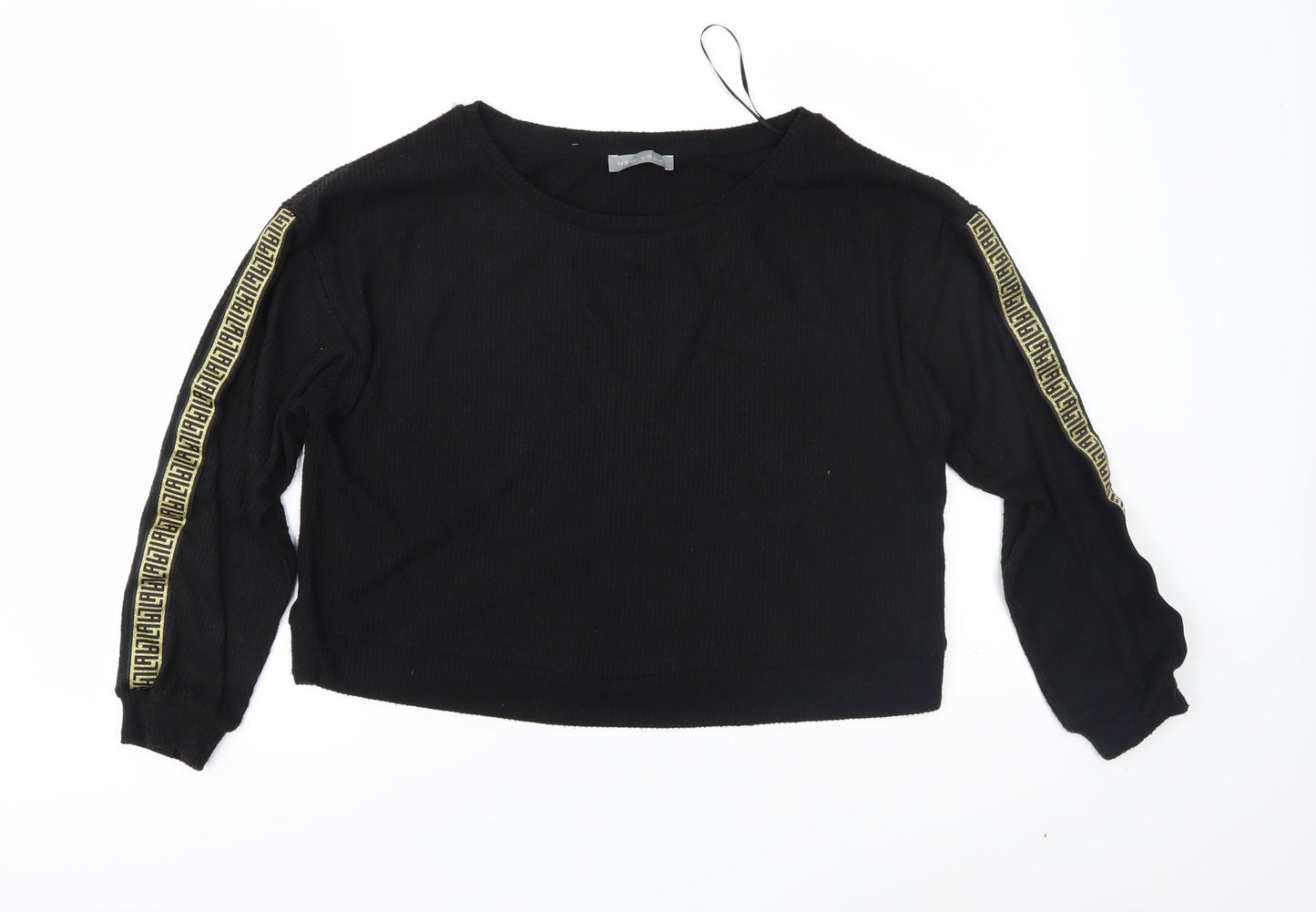 New Look Womens Black Geometric Knit Pullover Jumper Size 8