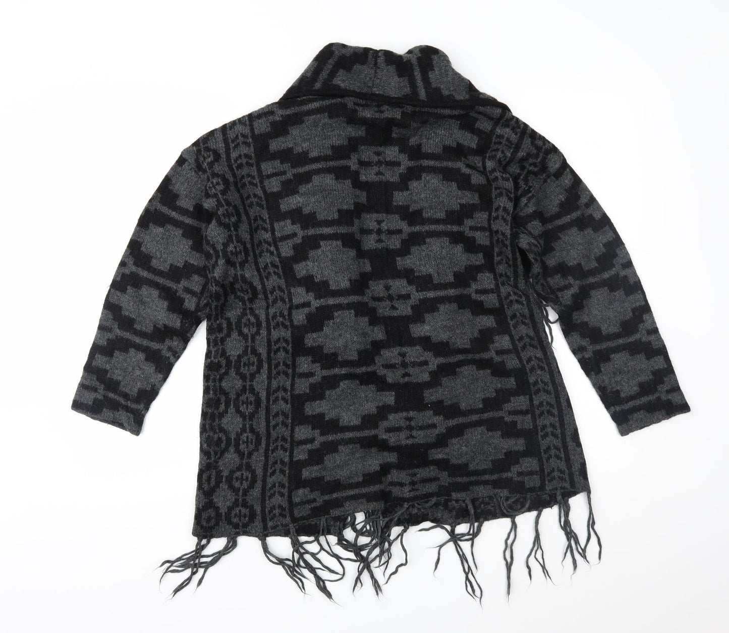 H&M Womens Grey Geometric Knit Cardigan Jumper Size XS