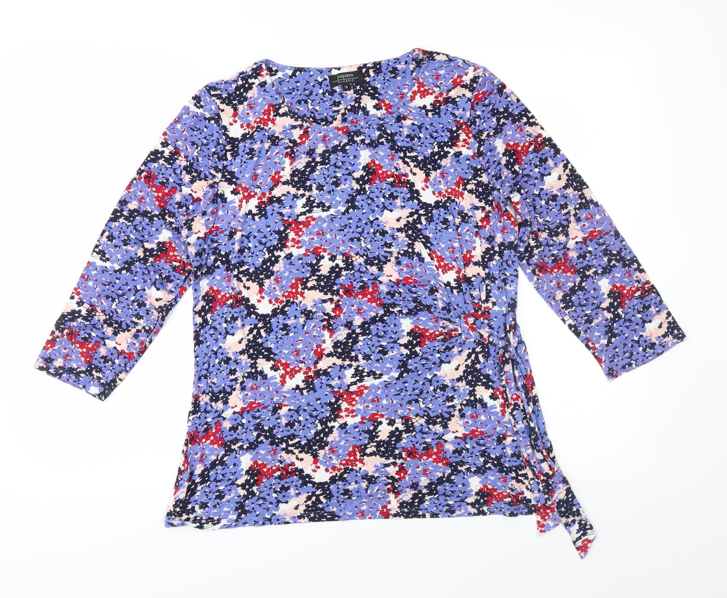 Womens UK Size 14 Papaya Blue Basic Blouse
