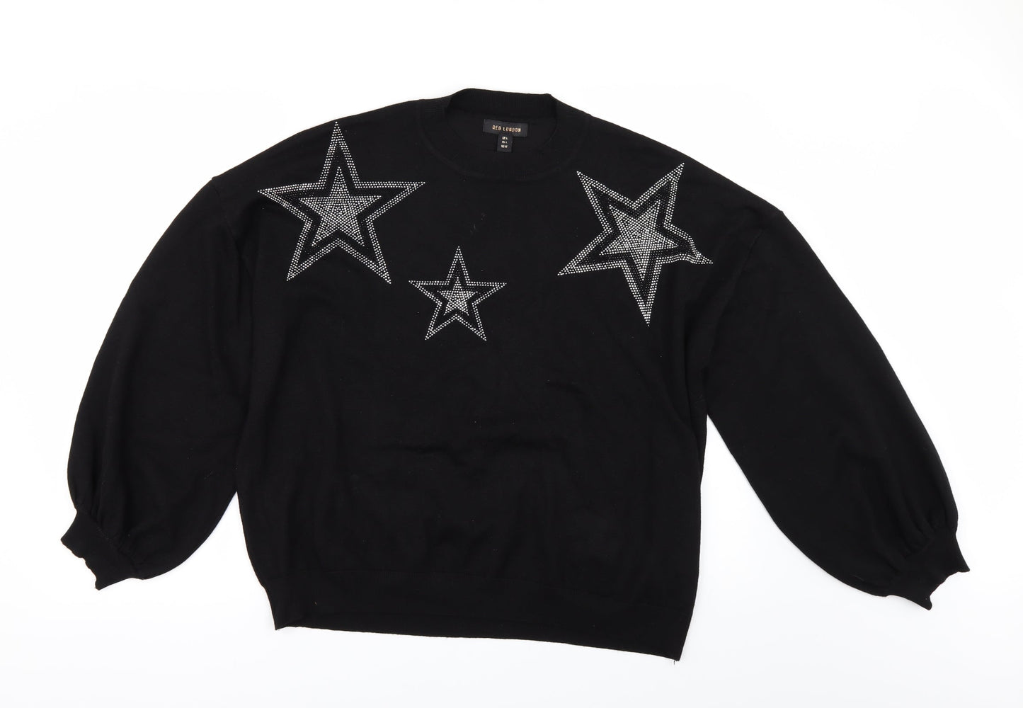 QED London Womens Black   Pullover Jumper Size L  - RHINESTONE