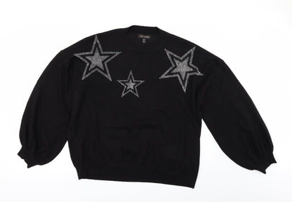 QED London Womens Black   Pullover Jumper Size L  - RHINESTONE