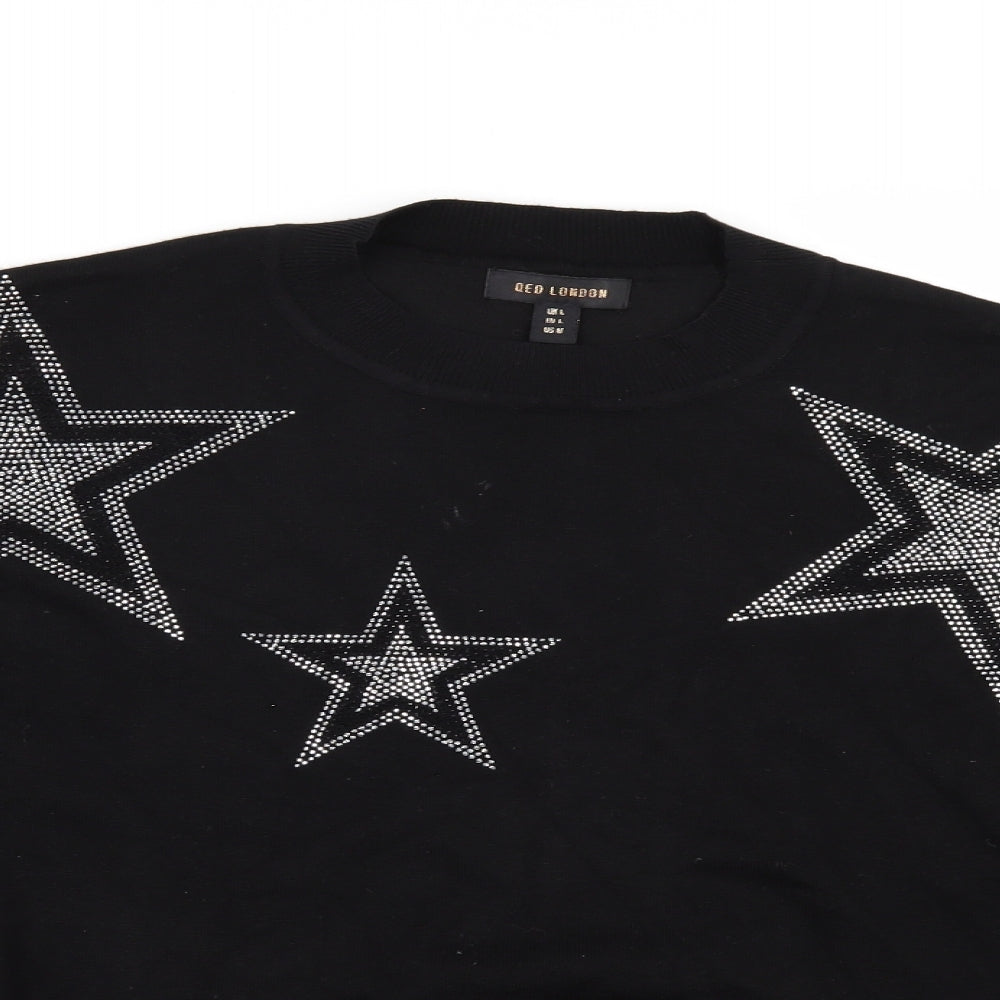 QED London Womens Black   Pullover Jumper Size L  - RHINESTONE
