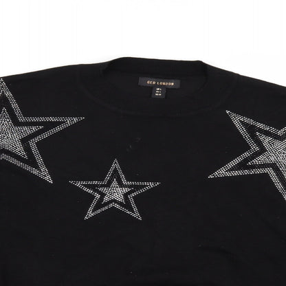 QED London Womens Black   Pullover Jumper Size L  - RHINESTONE