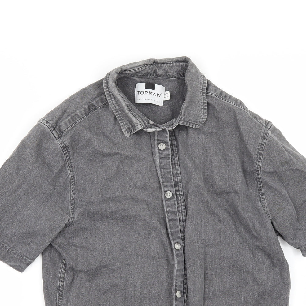 Mens UK Size S Topman Gold  Button-Up Short Sleeve Casual Shirt