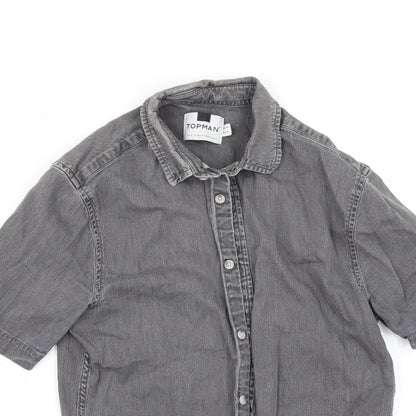 Mens UK Size S Topman Gold  Button-Up Short Sleeve Casual Shirt