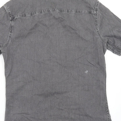 Mens UK Size S Topman Gold  Button-Up Short Sleeve Casual Shirt