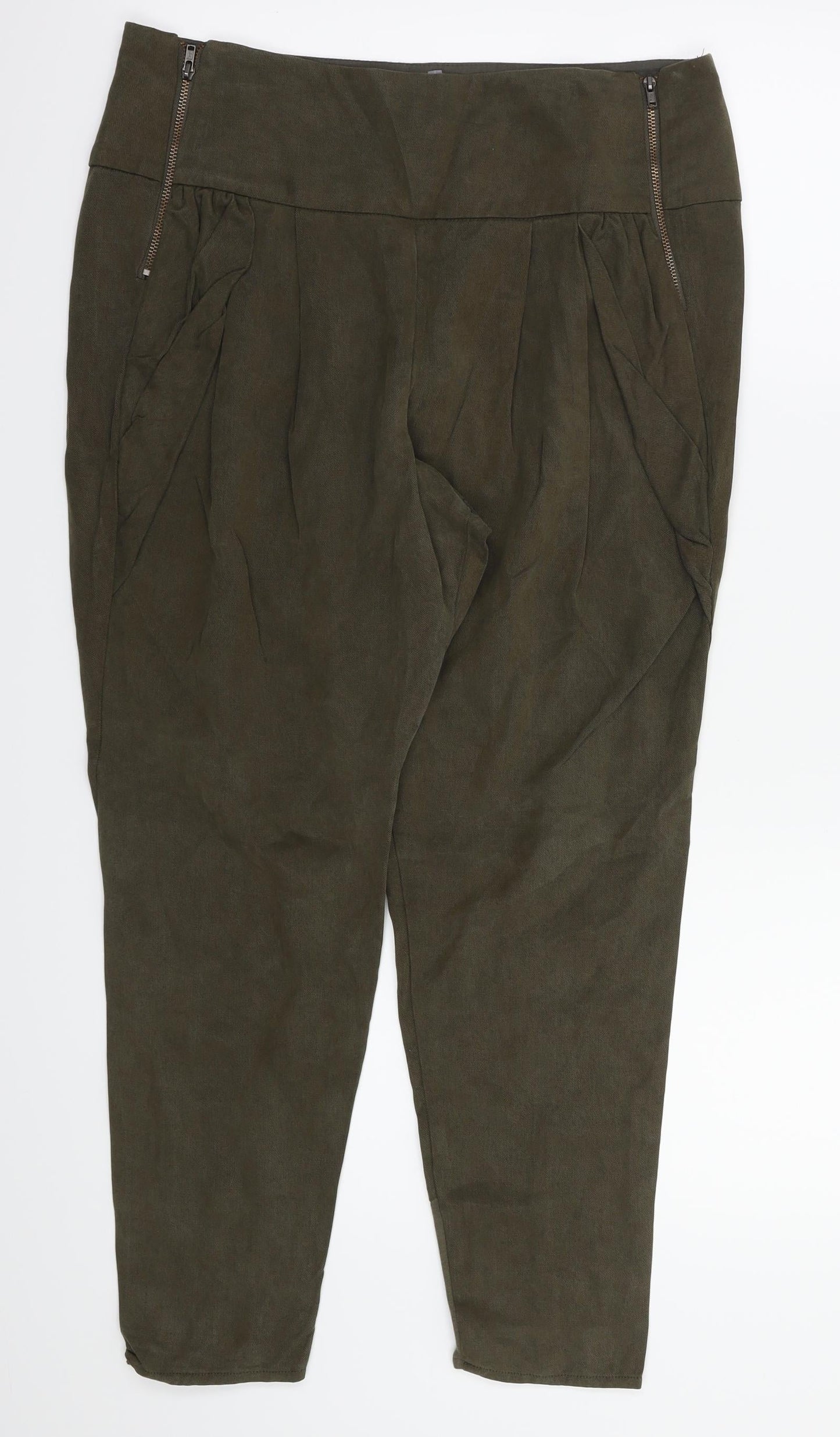 Womens UK Size 10 Topshop Regular Fit  Green Trousers