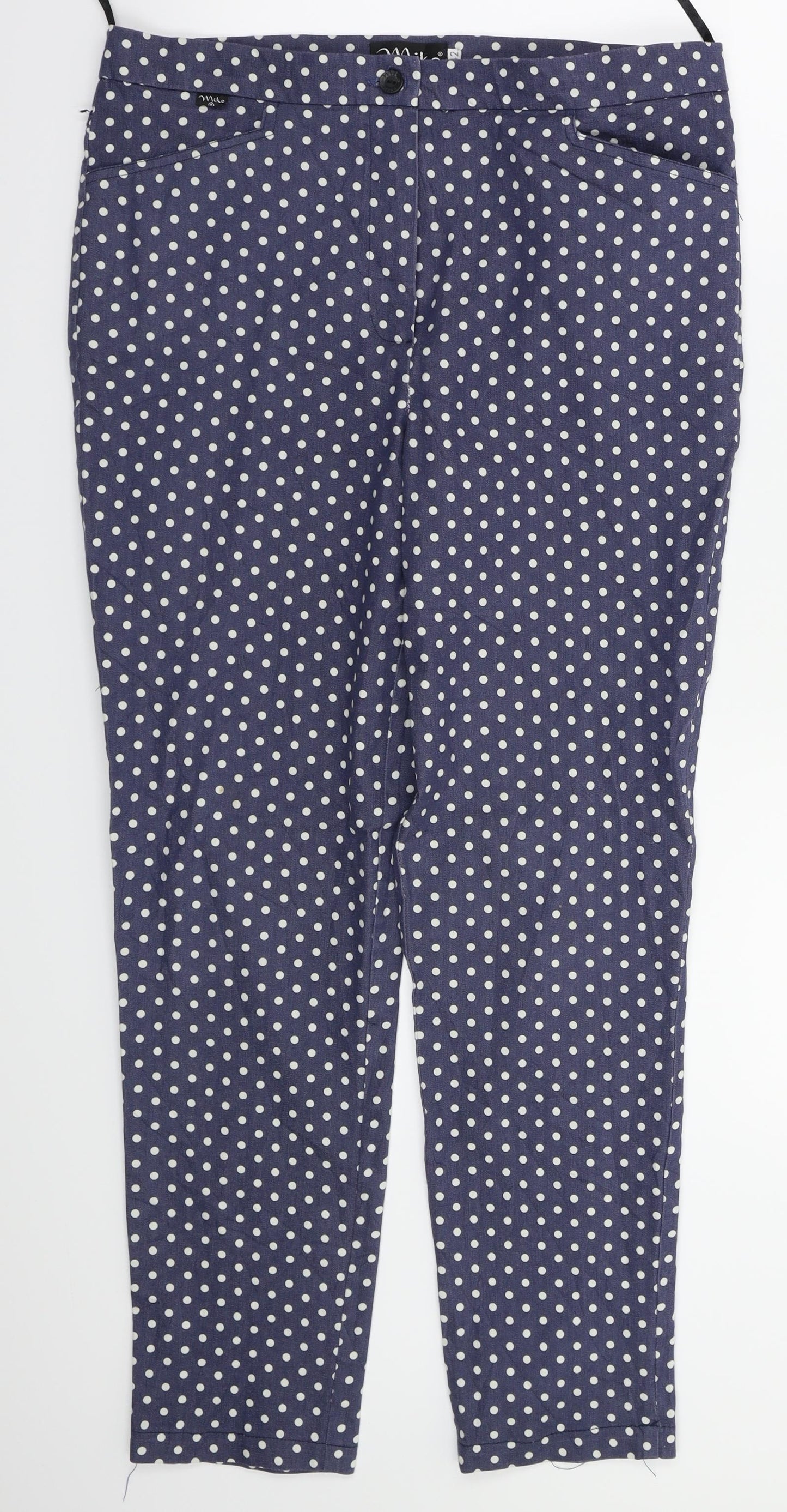 miko Womens Blue Polka Dot  Trousers  Size 32 in L26 in