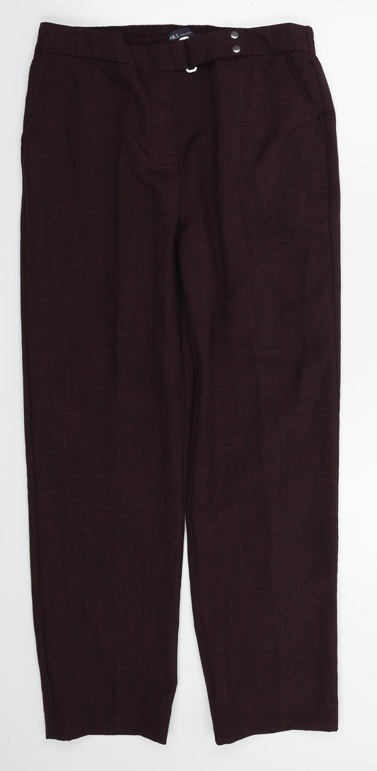 M&S Womens Red   Trousers  Size 12 L28 in - Stretch waistband
