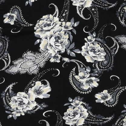 BM Womens Black Floral  Cardigan Jumper Size M