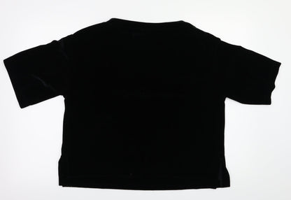 Womens UK Size S Preworn Black Basic T-Shirt
