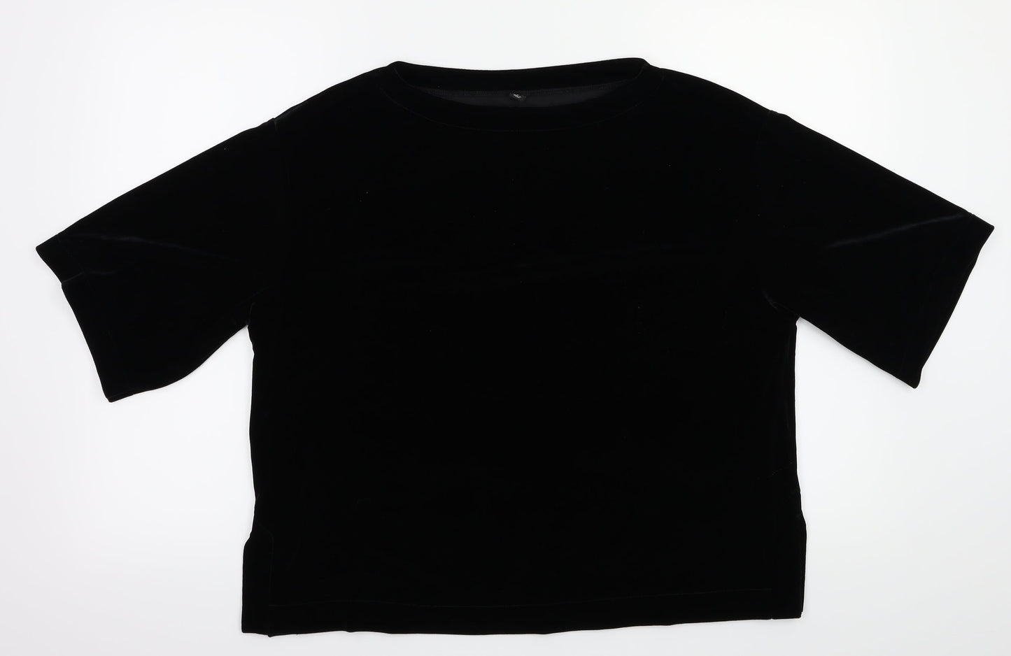 Womens UK Size S Preworn Black Basic T-Shirt