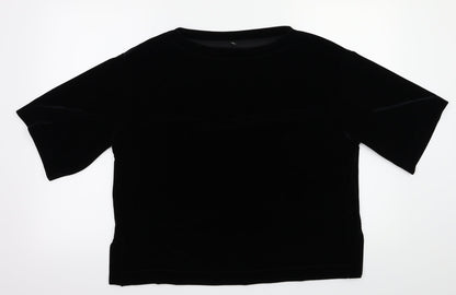 Womens UK Size S Preworn Black Basic T-Shirt