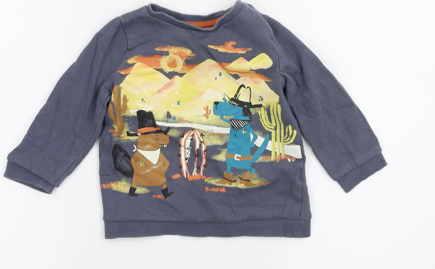 pep&co  Boys Grey Animal Print  Pullover Jumper Size 18-24 Months