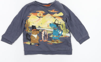 pep&co  Boys Grey Animal Print  Pullover Jumper Size 18-24 Months