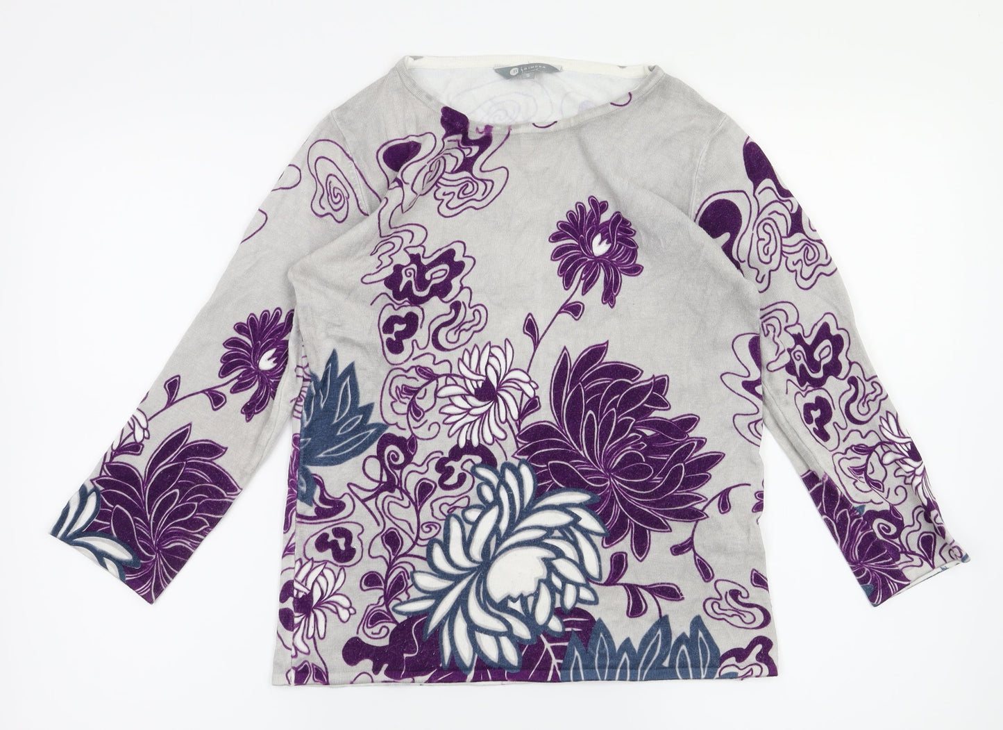 Mia Moda Womens Green Floral  Basic T-Shirt Size S