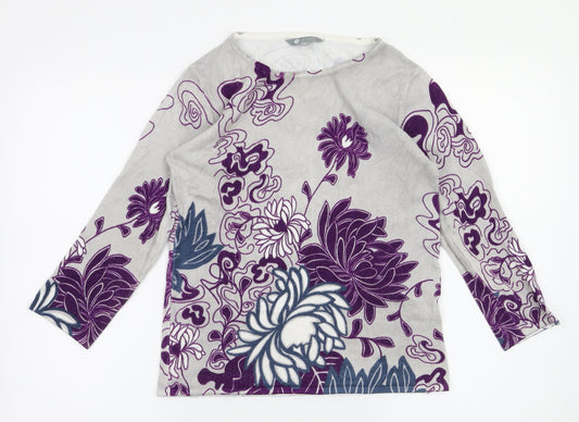 Mia Moda Womens Green Floral  Basic T-Shirt Size S