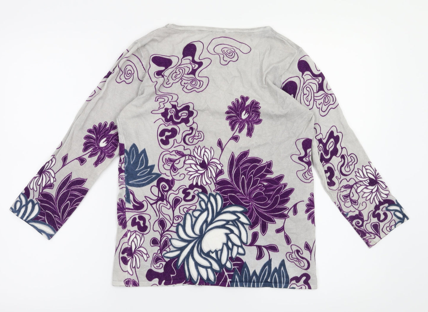 Mia Moda Womens Green Floral  Basic T-Shirt Size S