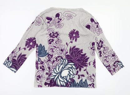 Mia Moda Womens Green Floral  Basic T-Shirt Size S