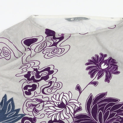 Mia Moda Womens Green Floral  Basic T-Shirt Size S