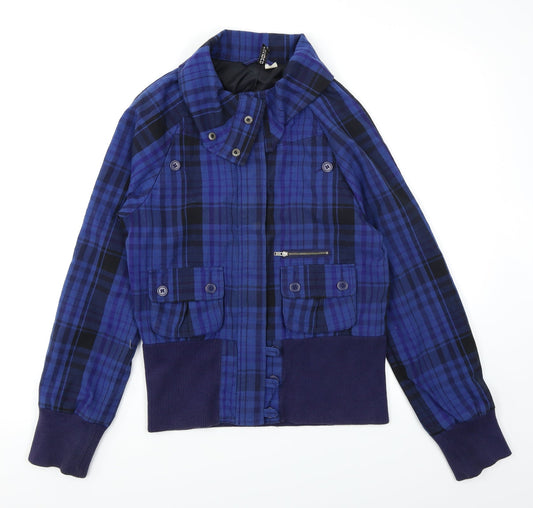 Divided Womens Blue Plaid  Jacket  Size 10