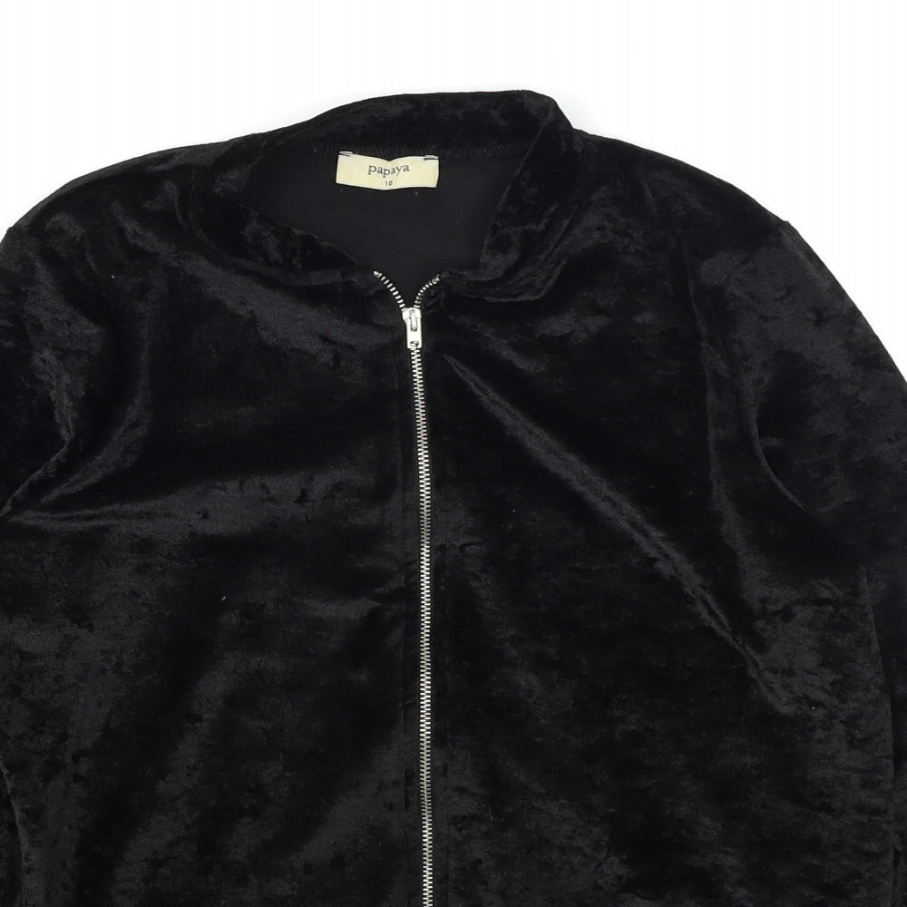 Papaya Womens Black  Velour Jacket  Size 10