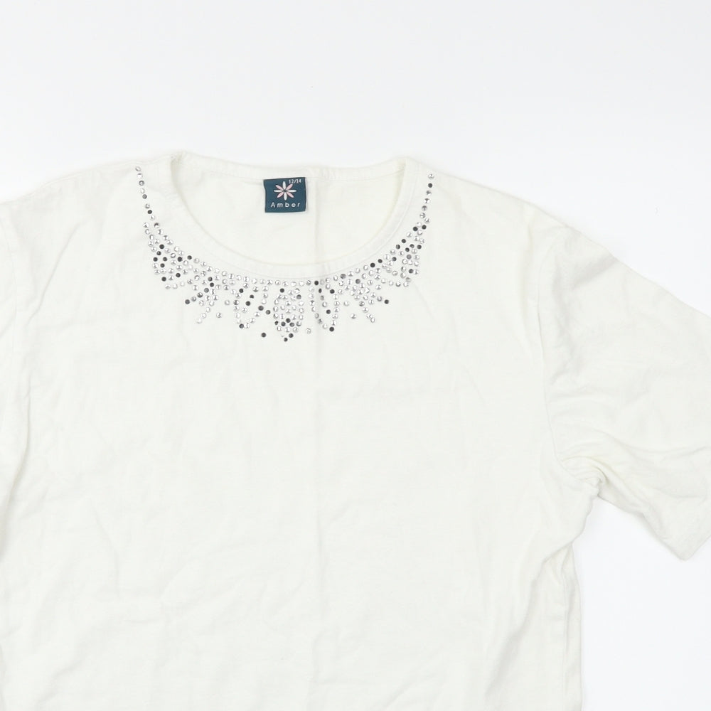 Amber Womens White   Basic T-Shirt Size 12